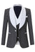 Quennel Bespoke Black Shawl Lapel Three Pieces Wedding Suits With White Dot