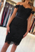 Black Sheath Off the Shoulder Cocktail Short Lace Prom Dresses - Prom Dresses
