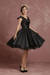 Black Short Wedding Dresses Satin Vintage Princess Bridal Dress Knee Length Sleeveless Lace Edge Pleated Bridal Gown With Ribbon Bow