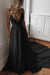 Black Simple V Neck Chiffon A Line Covered Button Boho Wedding Dresses 