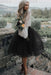 Black Simple Wedding Dress A Line Designed Neckline Lace Tulle Bridal Gowns