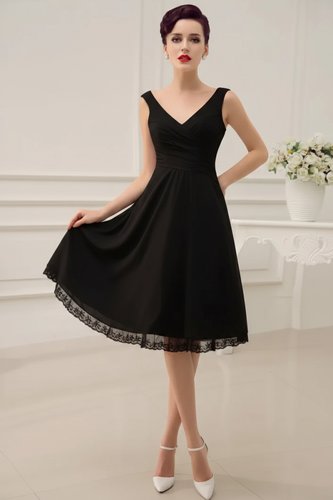 Black Simple Wedding Dresses Wedding Dress Knee-Length Backless Straps Lace Bridal Dress