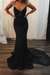 Black Spaghetti Strap Mermaid Lace Applique Long Train Wedding Dress - Wedding Dresses