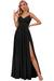 Spaghetti Strap V-Neck Chiffon Bridesmaid Dress with Slit