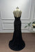 Black Spaghetti Straps Beadings Sleeveless Mermaid Prom Dress - Prom Dresses