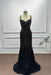 Black Spaghetti Straps Beadings Sleeveless Mermaid Prom Dress - Prom Dresses