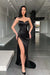 Black Spaghetti-Straps Mermaid Prom Dress with Slit