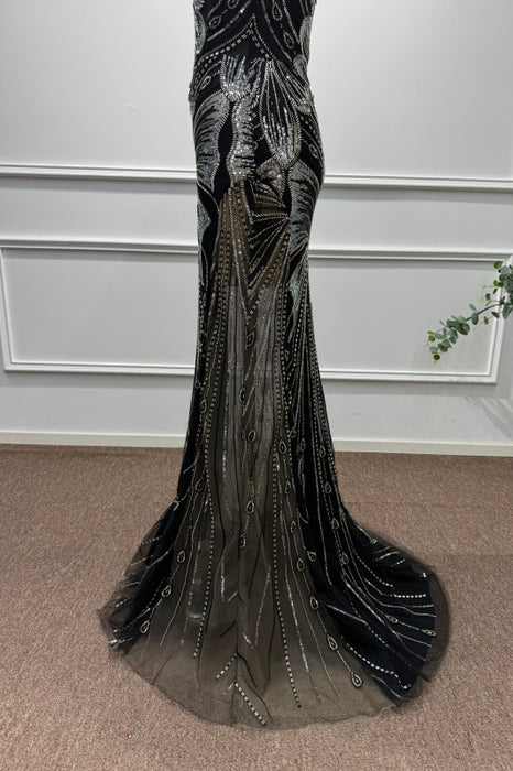 Black Spaghetti Straps Sleeveless Beadings Mermaid Prom Dress - Prom Dresses