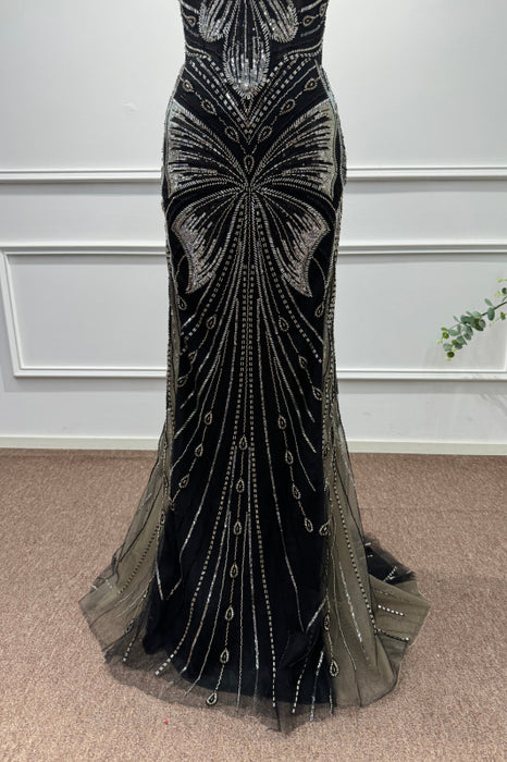 Black Spaghetti Straps Sleeveless Beadings Mermaid Prom Dress - Prom Dresses