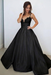 Black Spaghetti Straps White V Neck Sleeveless Satin Beach Wedding Dress - Wedding Dresses