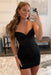 Black Strapless Beaded Short Lace Prom Dresses Sweetheart Tight Homecoming Dresses