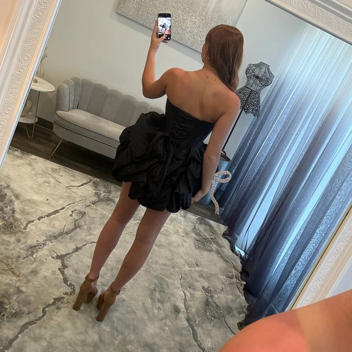 Strapless Crystal Embellished Bubble Mini Homecoming Dress