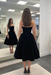 Black Strapless Tea Length Prom Dress Back View