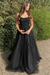 Black Stylish Lace Long Prom Dress with Spaghetti Straps