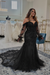 Black Sweetheart Appliques Lace Mermaid Wedding Dresses Chapel Train