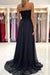 Black Sweetheart Prom Dress Appliques with Split
