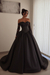 Black Gorgeous Sweetheart Aline Wedding Dress Satin with Detachable Lace Sleeves