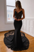 Black Sweetheart Spaghetti Straps Appliques Lace Mermaid Wedding Dresses with Train