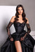 Black Sweetheart Taffeta Slit Prom Dress with Long Lace Gloves