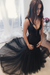 Black Vintage Mermaid V Neck Backless Tulle Wedding Dress - Wedding Dresses