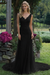 Black Vintage V Neck Sleeveless Tulle Appliqued Wedding Dress - Wedding Dresses
