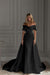 Black Vintage Wedding Dress With Train Satin Off The Shoulder Wedding Dress Pleated Mermaid Bridal Gowns - Wedding Dresses