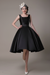 Black Wedding Dress Scoop Backless Knee Length Satin Wedding Gown misshow
