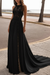 Black Wedding Dresses A Line With Court Train Sleeveless Applique Illusion Neckline Bridal Gowns