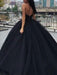Black Wedding Dresses Satin Fabric Princess Silhouette Empire Waist Floor Length Bridal Dress