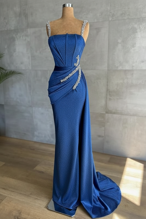 Blue glitter evening dresses floor-length Prom Dress - Prom Dresses