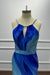 Blue Halter Beadings Mermaid Prom Dress Floor Length - Prom Dresses