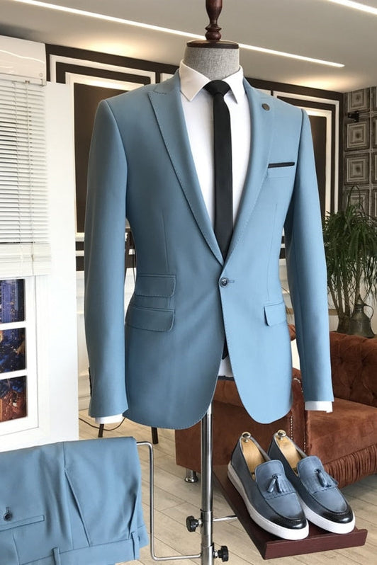 New Arrive Navy Blue Formal Business Dinner Prom Suit with Peaked Lapel
