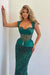 Blue Prom Dress Wide Shoulder Strap with Sequins Sleeveless Long Mermaid