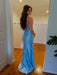 Blue Spaghetti Strap Scattered Rhinestones Corset Prom Dress with Twisted Waist