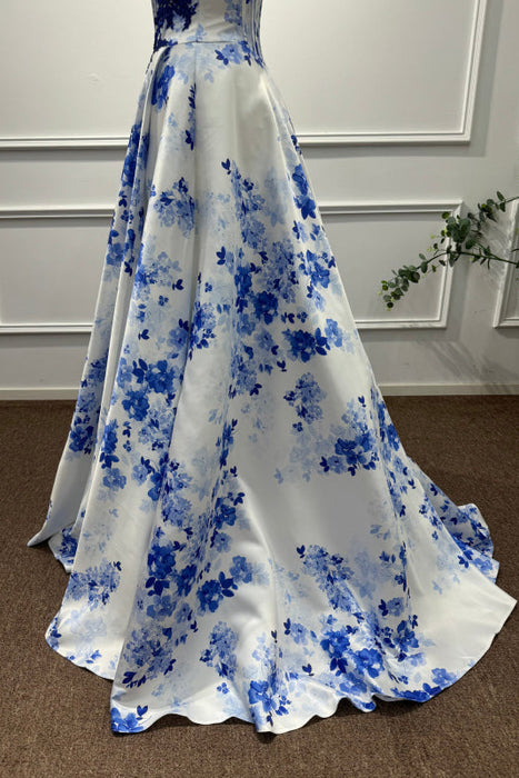 Blue Spaghetti Straps Appliques Sleeveless A-Line Prom Dress - Prom Dresses