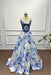 Blue Spaghetti Straps Appliques Sleeveless A-Line Prom Dress - Prom Dresses