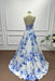 Blue Spaghetti Straps Appliques Sleeveless A-Line Prom Dress - Prom Dresses