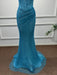 Blue Square Neck Sleeveless Beadings Mermaid Prom Dress - Prom Dresses
