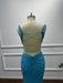 Blue Square Neck Sleeveless Beadings Mermaid Prom Dress - Prom Dresses