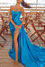 Blue Strapless Mermaid Evening Dress