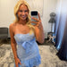 Strapless Pearl Bow Mini Homecoming Dress with Ruffle