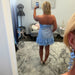 Strapless Pearl Bow Mini Homecoming Dress with Ruffle