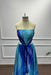 Blue Strapless Sleeveless A-Line Prom Dress - Prom Dresses