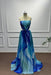 Blue Strapless Sleeveless A-Line Prom Dress - Prom Dresses