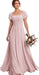 Bridelily Women's Flutter Sleeves Bridesmaid Dresses Square Neck Chiffon Maxi Dres - Blush Pink