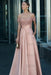 Blush Pink Off-the-Shoulder Satin Aline Formal Dress with Beadings