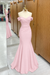 Blush Pink Off-the-shoulder Sweetheart Sleeveless Long Mermaid Prom Dress - Prom Dresses