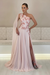 Blush Pink One-Shoulder Sleeveless Chiffon Evening Dresses Long with Side Slit - Prom Dresses