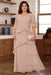 Blush Pink Plus Size Ruffles Chiffon Mother of the Bride Dress Scoop Neck with Half Sleeves