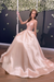 Blush Pink Simple A Line V Neck Backless Yellow Long Prom Dresses